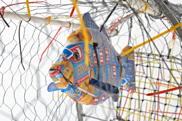 Laurie Nilsen, Once were fishermen, 2014 (detail). Mixed media installation and video projection Trap 1: 60 x 230 x 51 cm Trap 2: 75 x 119 x 75 cm Photography: Mick Richards. Courtesy of the artist and FireWorks Gallery, Brisbane From Saltwater Country touring exhibition 2014 – 2017